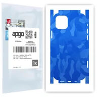 Folie ochronne do telefonów - Folia naklejka skórka strukturalna na TYŁ+BOKI do Apple iPhone 12 -  Moro | Camo Niebieski - apgo SKINS - miniaturka - grafika 1