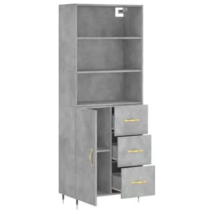 Witrynka, szarość betonu 69,5x34x180 cm materiał drewnopochodny Lumarko! - Witryny - miniaturka - grafika 4