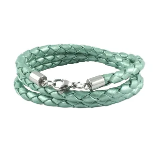 König Design skórzany naszyjnik skórzany pasek skórzana bransoletka 6 mm męski naszyjnik 17 cm - 100 cm pleciony, długość: 55 centymetrów, kolor: zielony metalik - Naszyjniki męskie - miniaturka - grafika 1