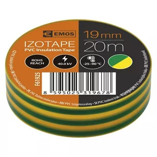 Emos Taśma izolacyjna PVC 19mm/20m żółto-zielona F61925 - Przewody elektryczne - miniaturka - grafika 1