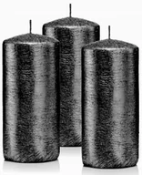 Świece - Świeczki ozdobne zestaw 3 świec walec 12/6 czarny - miniaturka - grafika 1