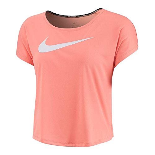 Nike damski top z krótkim rękawem Swoosh Run Pink Quartz/White XL