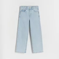 Spodnie i spodenki dla dziewczynek - Reserved - Jeansy straight z haftem - Niebieski - miniaturka - grafika 1