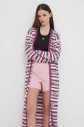 Swetry damskie - Pepe Jeans kardigan damski kolor różowy lekki - miniaturka - grafika 1