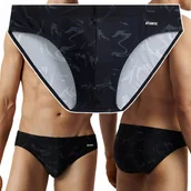 Kąpielówki męskie - Kąpielówki Męskie Dopasowane Slipy Kąpielowe na Basen Sportowe ATLANTIC - L - miniaturka - grafika 1