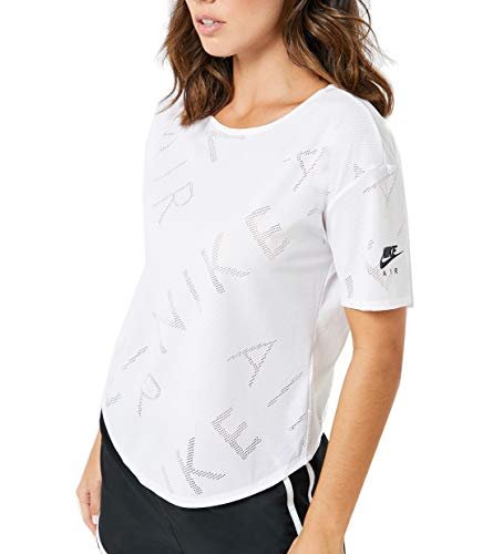 Nike Damski T-shirt W Nk Ss Top Air biały Bia?y/(czarny) S