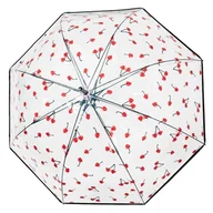 Parasole - Parasol damski Perletti półautomatyczny długi transparentny w czereśnie - miniaturka - grafika 1