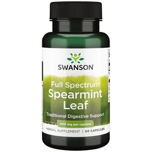 SWANSON Mięta zielona Full Spectrum Spearmint Leaf 400mg 60 kapsułek - Suplementy naturalne - miniaturka - grafika 2