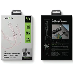 ENERGEA kabel Flow USB-C - Lightning C94 MFI 1.5m różowy/pink 60W 3A PD Fast Charge - Kable - miniaturka - grafika 5