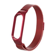 Akcesoria do pulsometrów i zegarków sportowych - Czerwona Bransoleta Pasek Milanese Do Xiaomi Mi Band 5/6 - miniaturka - grafika 1