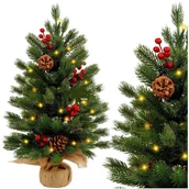 Oświetlenie świąteczne - Choinka Ozdobna Dekoracyjna Sztuczna Czerwona Jarzębina Lampki LED 60 x 20 cm - miniaturka - grafika 1