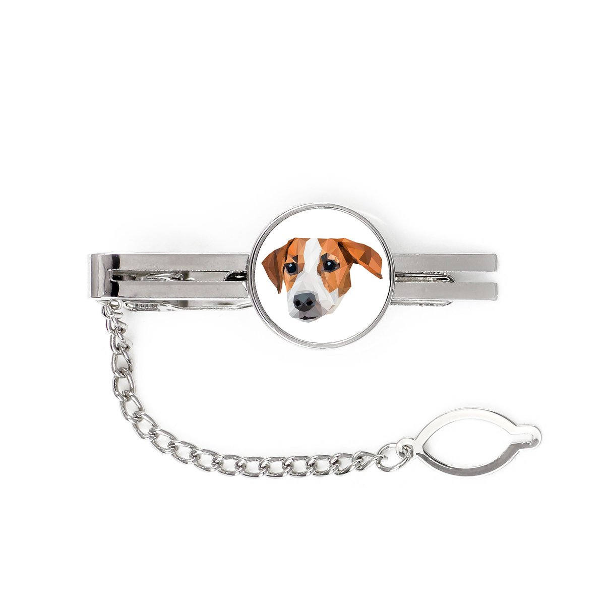 Jack Russell Terrier -geometryczna spinka ze zdjęciem i napisem do krawata Art-Dog