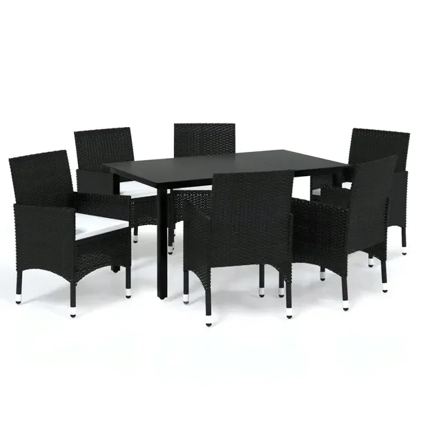 Komplet mebli ogrodowych czarny, stół 150x90x74 cm, krzesła 53x58x84 cm