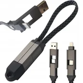 Kable USB - Kabel magnetyczny 4w1 do ładowania brelok 100W 15cm USB C USB A Lightning - miniaturka - grafika 1