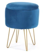 Pufy i podnóżki - Okrągła pufa z otwieranym pojemnikiem niebieska P6-B09 - miniaturka - grafika 1