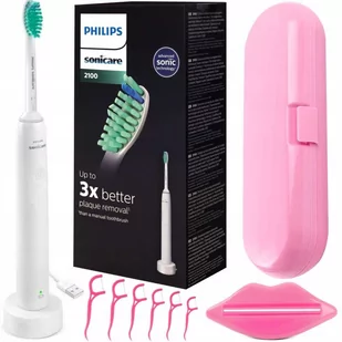 SZCZOTECZKA SONICZNA PHILIPS SONICARE WHITE + RÓŻOWE ETUI + AKCESORIA - Szczoteczki elektryczne - miniaturka - grafika 1