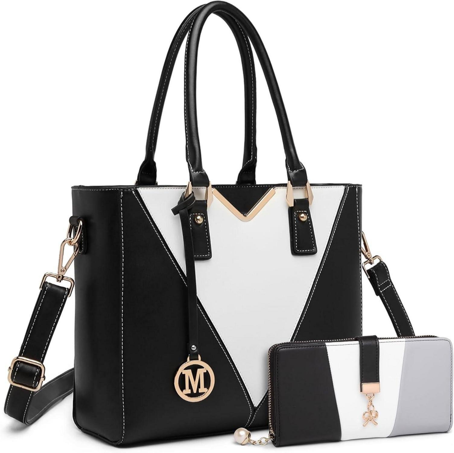 Miss Lulu torebka damska torba na ramię shopper w kształcie litery V czarny