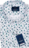 Koszule męskie - Elegancka wizytowa biała PREMIUM koszula męska z lycrą we wzory REGULAR-FIT - miniaturka - grafika 1