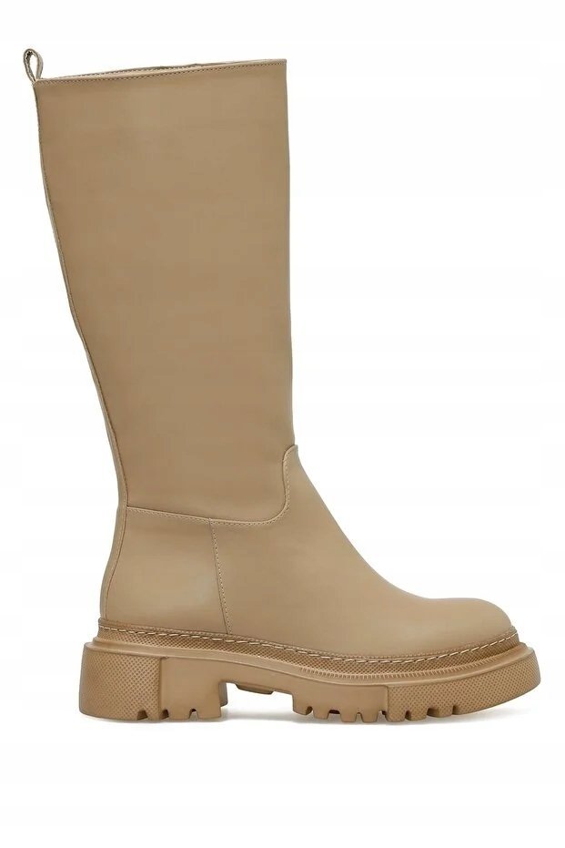 NINE WEST BEŻOWE KOZAKI DAMSKIE GRUBA PODESZWA MATOWA SKÓRA 39 5GA*