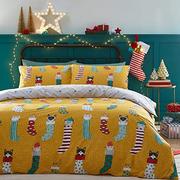 Kołdry i poduszki dla dzieci - Christmas Kids Meowy zestaw poszewek na kołdrę, żółty, maluch - miniaturka - grafika 1