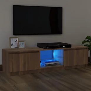 Lumarko Szafka pod TV z LED, brązowy dąb, 120x30x35,5 cm - Szafki RTV - miniaturka - grafika 1