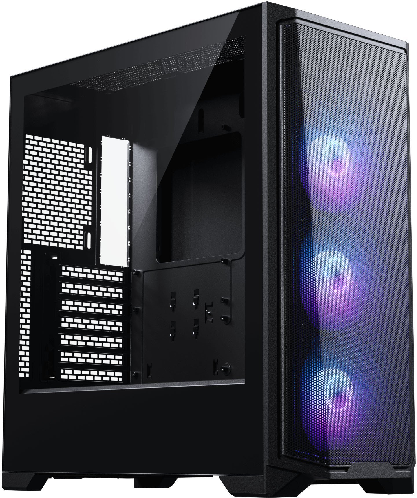 PHANTEKS Eclipse G370A PC-Gehäuse, Midi-Tower, SSI-EEB, RGB, Tempered Glass - inklusive 3x 120-mm-Lüfter, schwarz