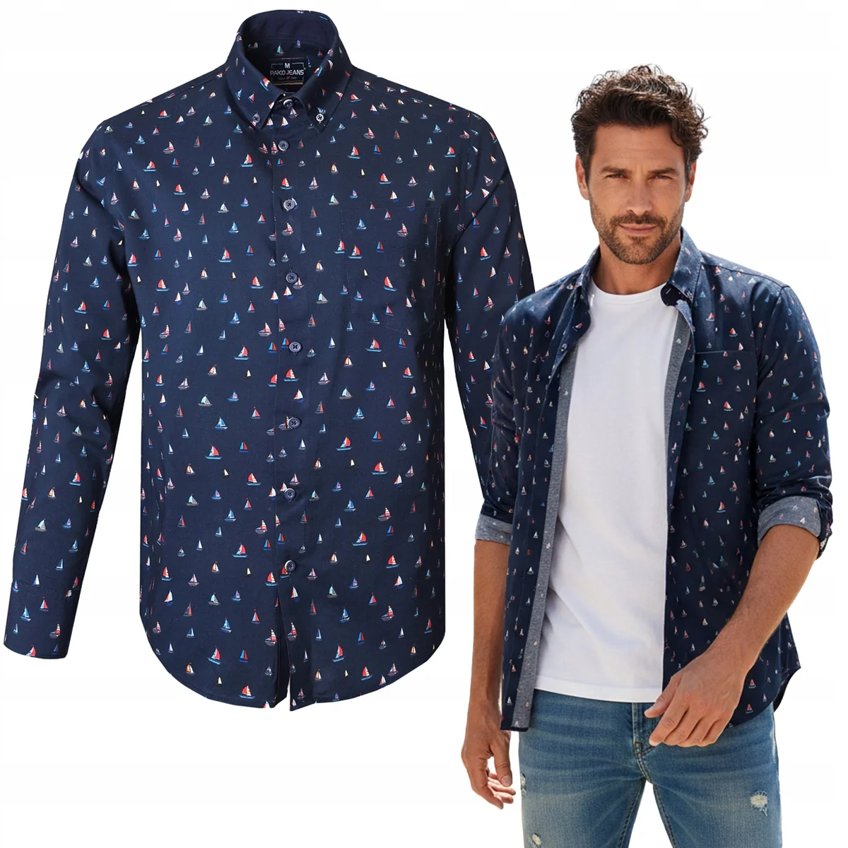 KOSZULA Męska z Długim Rękawem FLAGO Bawełniana z WISKOZĄ Regular Fit Pako Jeans KOSZULA Męska z Długim Rękawem Bawełniana z WISKOZĄ Regular Fit Pak..