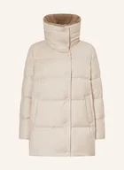Płaszcze damskie - Duno Płaszcz Puchowy Marble Bolzano Z Odpinanym Sztucznym Futrem beige - miniaturka - grafika 1