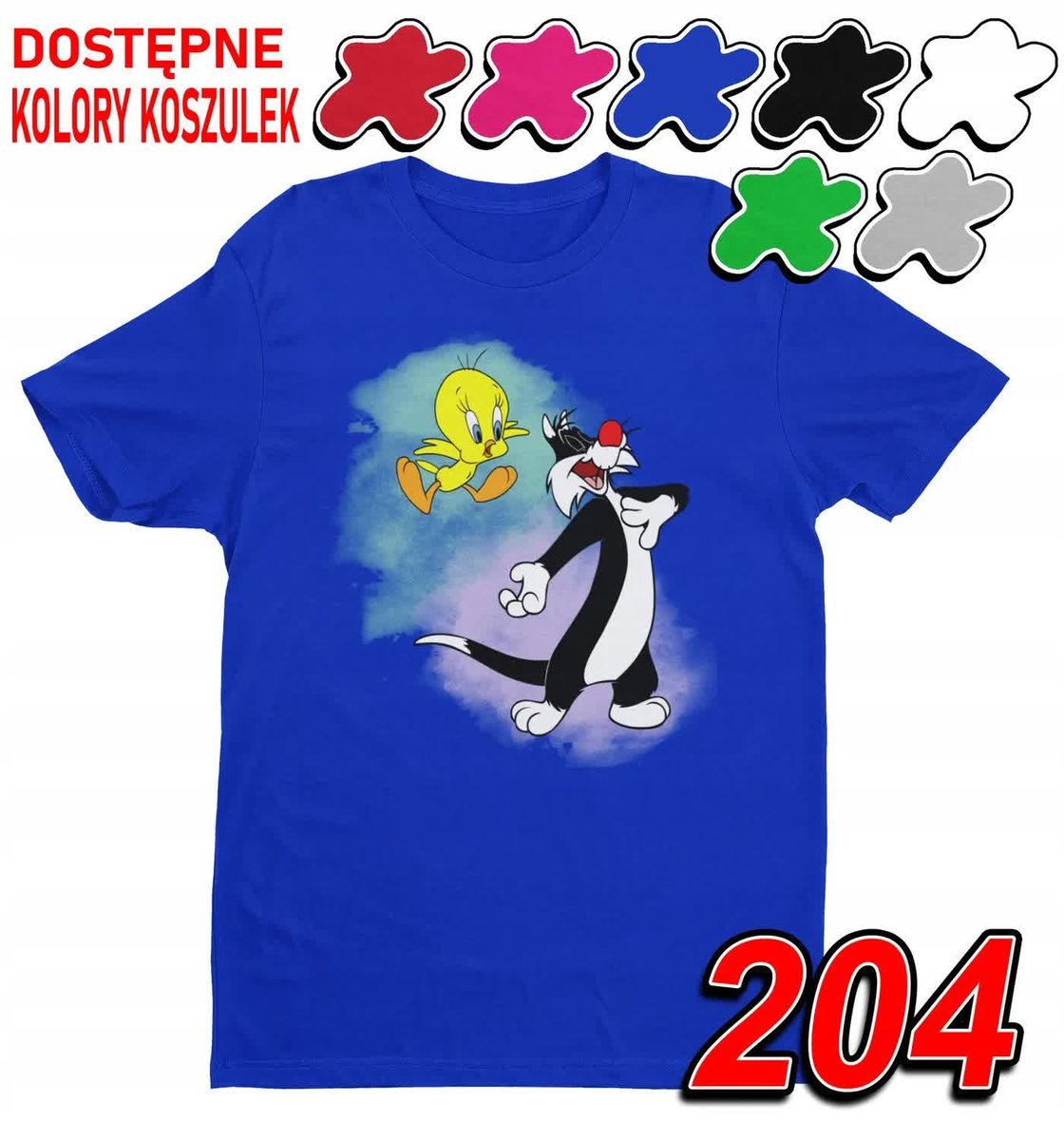 Dziecięca Koszulka T-Shirt Z Nadrukiem Kot Sylwester Tunes -M 134-140