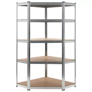 Regał magazynowy, srebrny, 90x90x180 cm, stal i MDF - Szafy i regały magazynowe - miniaturka - grafika 1