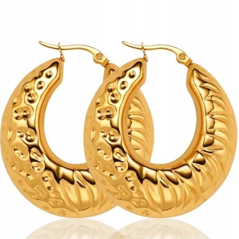 Kolczyki duże koła stal szlachetna 316L pozłacane antyalergiczne