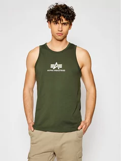 Koszulki męskie - Alpha Industries Tank top Basic 126566 Zielony Regular Fit - grafika 1