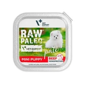 Mokra karma dla psów - Vetexpert raw paleo pate mini puppy beef 150g - wołowina tacka - miniaturka - grafika 1