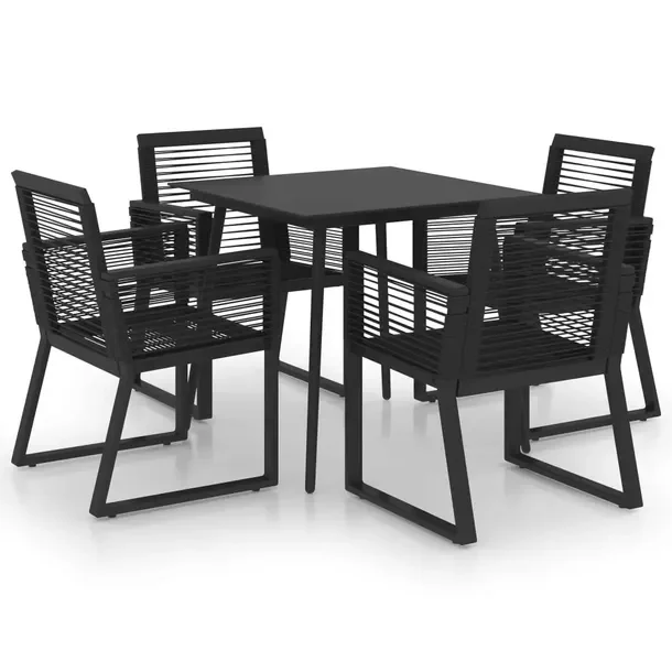 Zestaw mebli ogrodowych czarny, stół 80x80x74 cm, 4 fotele 53x57x77 cm