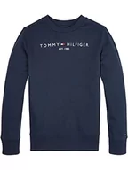 Bluzy dla dziewczynek - Tommy Hilfiger Bluza dziecięca Unisex Essential Sweatshirt bez kaptura, Zmierzch Marynarki, 12 lat - miniaturka - grafika 1