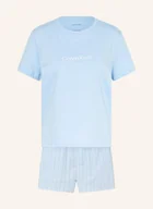 Piżamy damskie - Calvin Klein Piżama Z Szortami Cotton Poplin blau - miniaturka - grafika 1