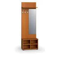 Meble do przedpokoju - Garderoba z szafką na buty i lustrem PRIMO WOOD, 3 haczyki, półka, czereśnia - miniaturka - grafika 1