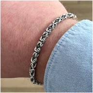 Bransolety męskie - Elegancka Srebbrna Gruba Bransoletka Męska Splot Królewski Bizantyjski 925 - miniaturka - grafika 1