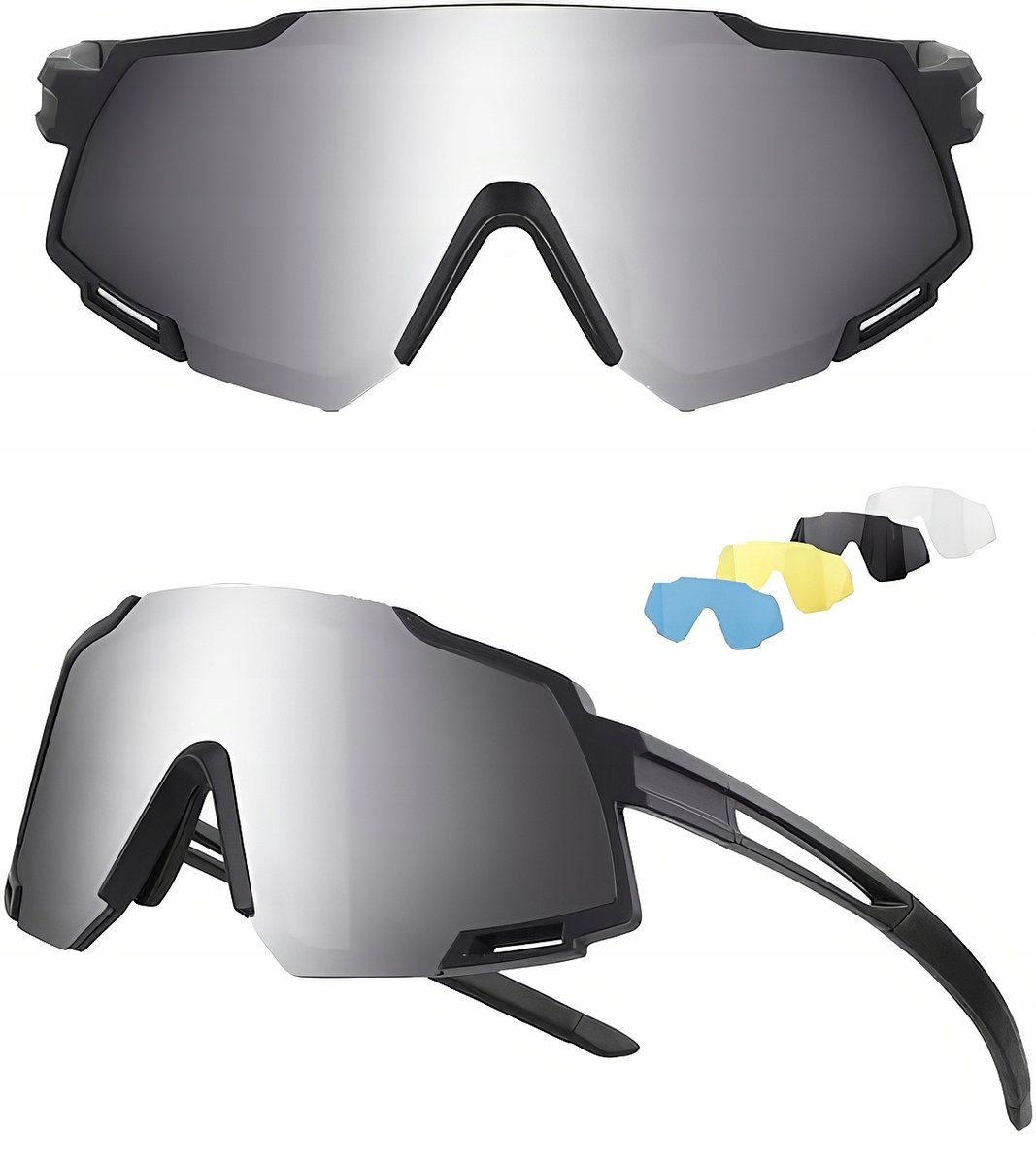 Okulary sportowe JUNDINGYUN z 5 wymiennymi soczewkami, 100% UV