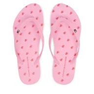 Klapki i japonki damskie - Japonki Tommy Hilfiger Repeat Logo Platform FW0FW09199 Różowy - miniaturka - grafika 1