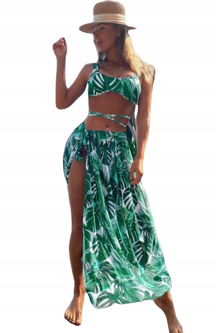 Dwuczęściowy Strój Kąpielowy Z Pareo Liście L