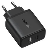 Ładowarki do telefonów - Ładowarka sieciowa Ugreen X227 20W GaN 1x USB-A 1x USB-C - czarna - miniaturka - grafika 1