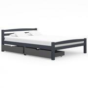 Łóżka - shumee Rama łóżka z 2 szufladami ciemnoszara sosnowa 140 x 200 cm - miniaturka - grafika 1