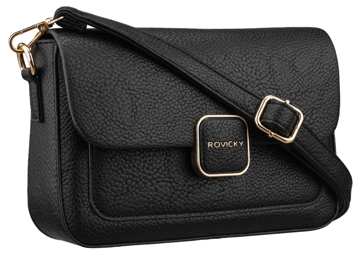 Torebka damska ROVICKY listonoszka czarna crossbody mała z klapką miejska