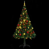 Choinki - vidaXL vidaXL Sztuczna choinka z bombkami i lampkami LED, zielona, 150 cm - miniaturka - grafika 1