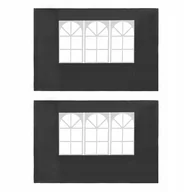 Pawilony ogrodowe - vidaXL Ścianki boczne do namiotu, 2 szt., z oknem, PE, antracytowe - miniaturka - grafika 1