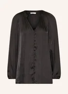 Bluzki damskie - Mrs & Hugs Bluzka Satynowa schwarz - miniaturka - grafika 1