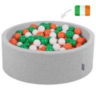 Zabawki do kąpieli - KiddyMoon Suchy basen okrągły z piłeczkami 7cm jasnoszary: zielony-biały-pomarańcz 90x30cm/300piłek Zabawka basen piankowy - miniaturka - grafika 1