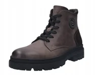 Botki męskie - BUGATTI TRZEWIKI MĘSKIE SZARE SKÓRZANE 44 Ż7B - miniaturka - grafika 1