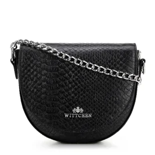 Damska torebka saddle bag ze skóry croco czarno - srebrna - Torebki damskie - miniaturka - grafika 1